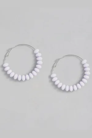 Sangria Beaded Circular Design Hoop Earrings