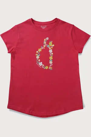 Gini and Jony Girls Floral Printed Cotton T-shirt