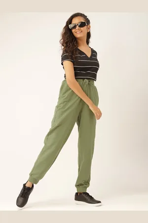 DressBerry Women Olive Green Solid Joggers