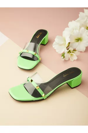 Tokyo Talkies Green Party Block Heels