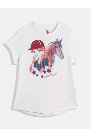 Ralph Lauren Girls Graphic & Brand Logo Print Pure Cotton T-shirt