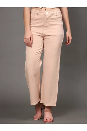 AngelFab Women Jean Relaxed Fit High-Rise Cropped Cotton Jeans