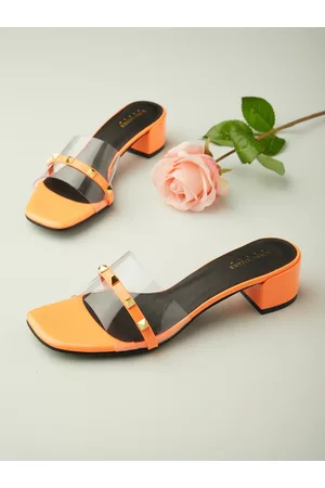 Tokyo Talkies Orange Party Block Heels