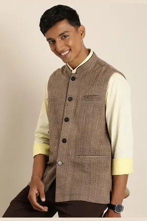 Taavi Men Pure Cotton Woven Legacy Nehru Jacket