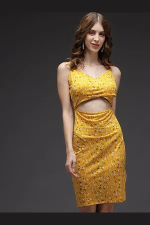 BAESD Floral Print Cut-out Detailed Bodycon Dress