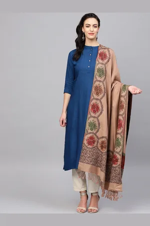 Indo Era Women Beige Woollen Stole