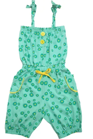 Clothe Funn Girls Printed Shoulder Straps Cotton Playsuit