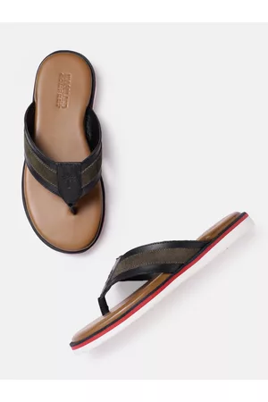 Woodland Men Leather Striped Comfort Sandals