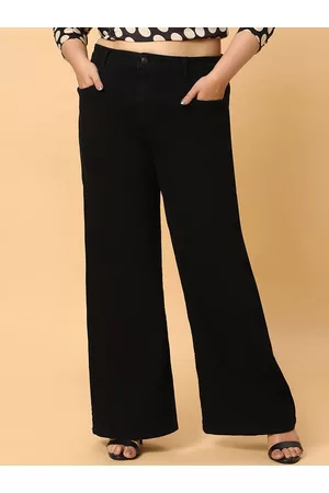 HJ HASASI Women Wide Leg High-Rise Stretchable Jeans