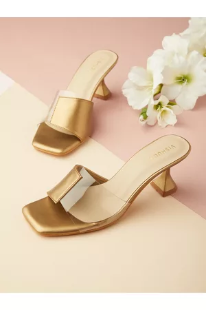 Vishudh Rust & Gold-Toned Open Toe Block Sandals