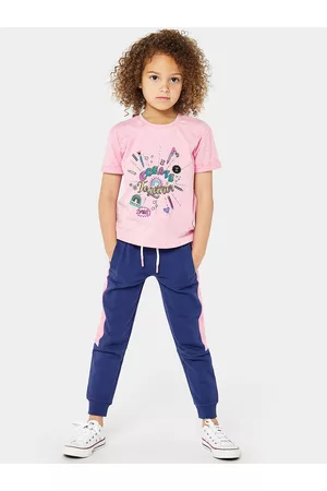 Mothercare Girls Blue Side Stripe Pure Cotton Joggers