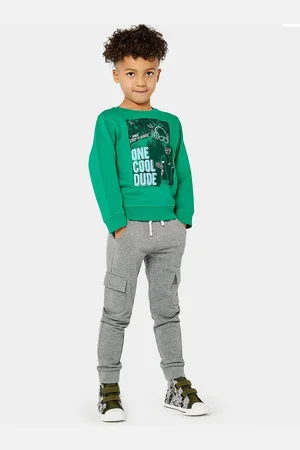 Mothercare Boys Grey Melange Solid Knitted Pure Cotton Cargo Style Joggers