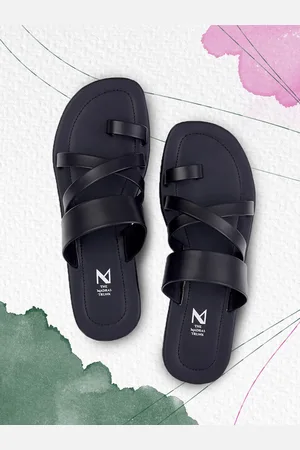 THE MADRAS TRUNK Men Black One Toe Leather Flats