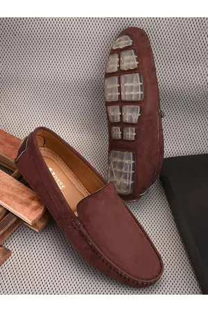 HERE&NOW Men Brown Slip-On Suede Loafers