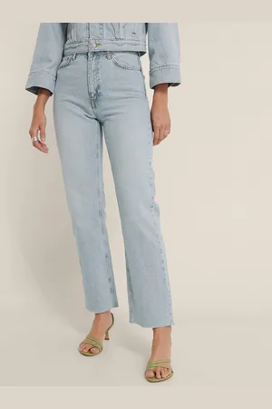 NA-KD Women Blue Pure Cotton Straight Fit High-Rise Jeans