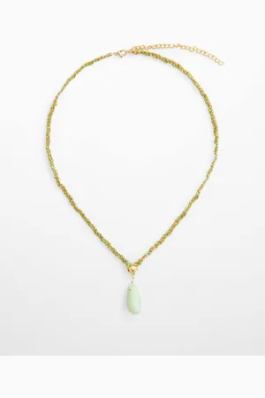 MANGO Stone-Studded Dangler Necklace