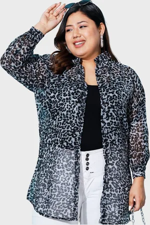 BuyNewTrend BUY NEW TREND Plus Size Boxy Fit Animal Printed Casual Shirt