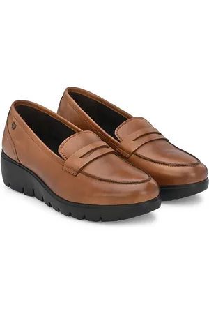 Delize Women Heeled Memory Foam Lightweight Leather Loafers