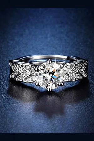 Jewels Galaxy Silver-Plated American Diamond Studded Solitaire Finger Ring