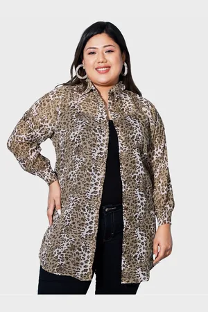 BuyNewTrend BUY NEW TREND Plus Size Boxy Fit Animal Printed Casual Shirt