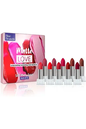 Blue Heaven Set Of 10 Matte Love Long Lasting Hydrating Mini Lipsticks - 1.3g Each
