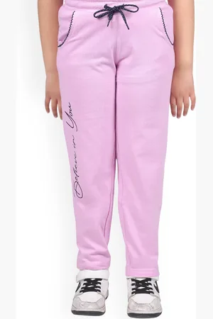 3 PIN Girls Typography Printed Cotton Track Pants