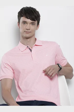 Nautica Geometric Printed Polo Collar Pure Cotton T-shirt