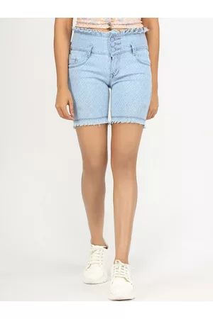 AngelFab Women Mid-Rise Cotton Denim Shorts