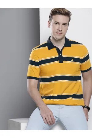 Nautica Men Striped Polo Collar Pure Cotton T-shirt