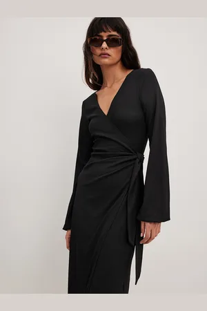 NA-KD Textured Flared Sleeves Wrap Maxi Dress