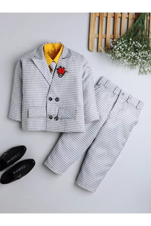 BAESD Boys Self Design Double-Breasted Four-Piece Suit