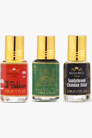 Menjewell Unisex Set Of 3 al Bakhoor Jannar-Ul-Firdaus & Sandalwood Chandan Attar