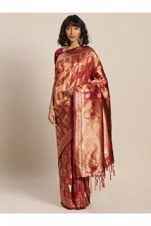 Kalini Ethnic Motifs Woven Design Zari Banarasi Saree