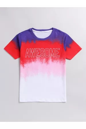 BAESD Boys Round Neck Tie and Dye Cotton T-shirt