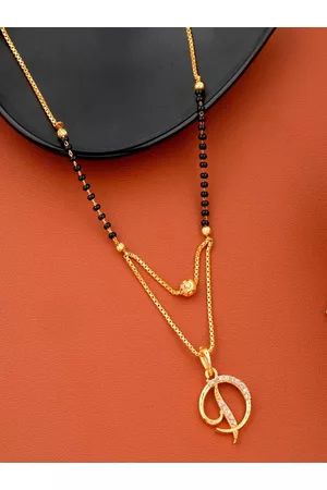 JEWEL WORLD Gold-Plated Stone-Studded & Beaded Mangalsutra