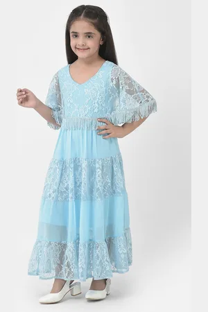 Eavan Girls Flared Sleeve Net Maxi Dress