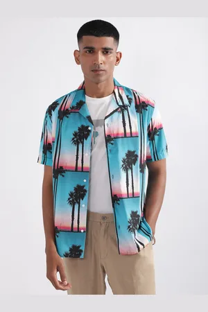 Antony Morato Tropical Printed Cuban Collar Opaque Casual Shirt
