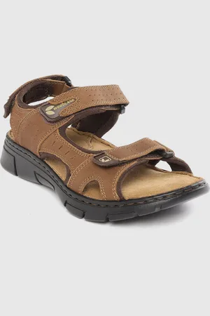 Woodland Men Brown Nubuck Solid Comfort Sandals