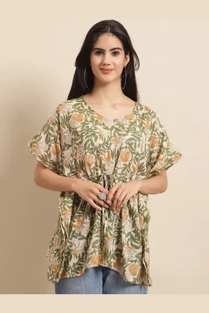 Kalini Green Tropical Print Kaftan Dress