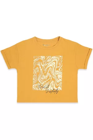 Pepe Jeans Girls Yellow Graphic Printed T-shirt