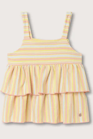 Elle Striped Shoulder Straps Layered Top