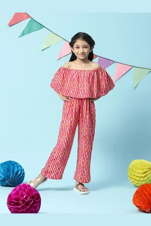 Biba Girls Off-Shoulder Striped Basic Jumpsuit