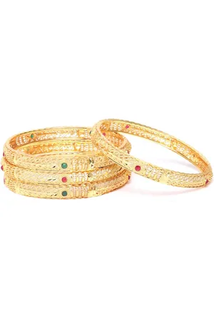 Anouk Set Of 4 Gold-Plated Stone Studded Bangles
