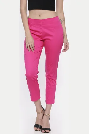 Rangriti Women Pink Solid Cropped Trousers