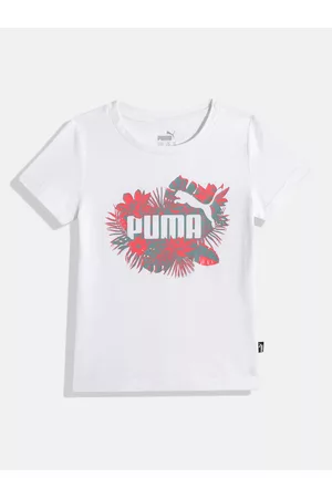 PUMA Girls Brand Logo Printed Pure Cotton Regular Fit T-shirt