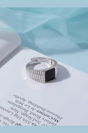 Zavya Men Rhodium-Plated 925 Sterling Silver Finger Ring