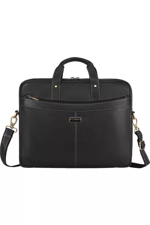 WildHorn Men Black Leather Laptop Bag
