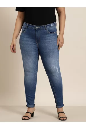 Women Plus Size Tummy Tucker High Waist Stretchable Denim Scratch Jegging  Jeans