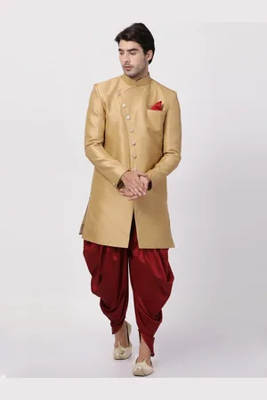 Vastramay Mandarin Collar Slim-Fit Sherwani Set