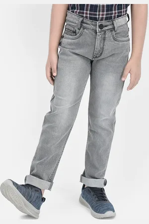Crimsoune Club Boys Clean Look Whiskers & Chevrons Heavy Fade Slim Fit Stretchable Jeans